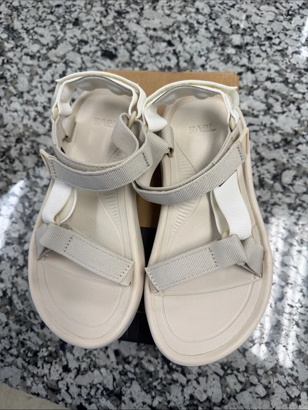Teva Women’s Cream Platform hurricane Strappy Sandals